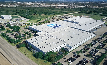 Aerial view of the Mouser Electronics campus and warehouse