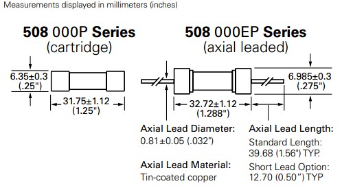 Littelfuse 508 Lead-Free 3AB Fuses