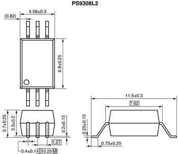 Mechanical Drawing - CEL PS9308 Optocouplers