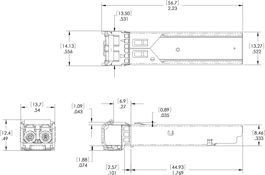 Mechanical Drawing - Coherent FTLF8519P3BNL Short-Wavelength SFP Transceiver