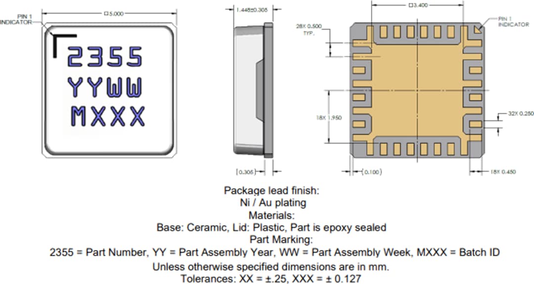 Mechanical Drawing - Qorvo TGS2355-SM High Power GaN Switch