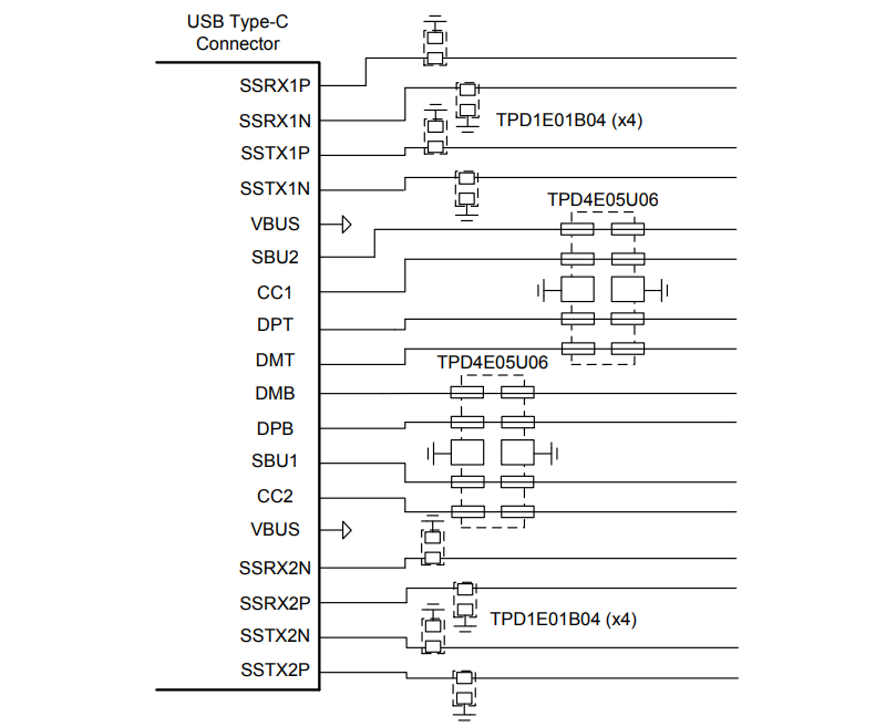 Application Circuit Diagram - Texas Instruments TPD1E01B04 / TPD1E01B04-Q1 ESD Protection Diode