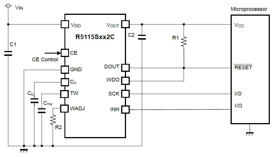 Application Circuit Diagram - Nisshinbo R5115 System Power Supply ICs