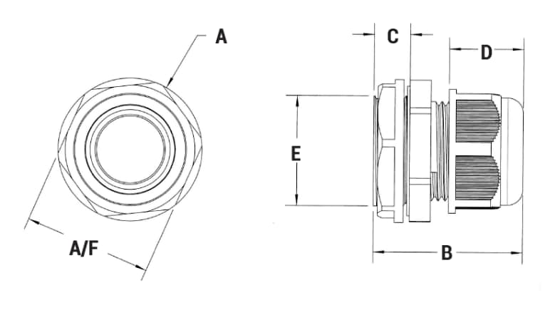 Mechanical Drawing - Davies Molding Harsh Environment Cable Glands