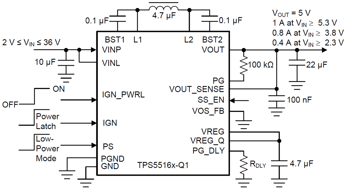 Schematic - Texas Instruments TPS5516x-Q1 Buck-Boost DC-DC Converters