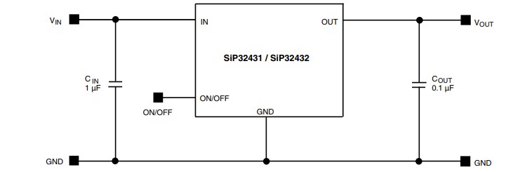 Application Circuit Diagram - Vishay SIP3243x Power Switch ICs
