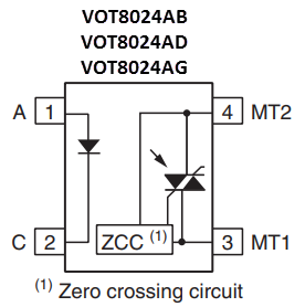 Block Diagram - Vishay VOT8024AM and VOT8121Ax PhotoTRIAC Optocouplers