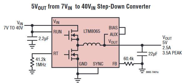 Application Circuit Diagram - Analog Devices Inc. LTM8065 Silent Switcher® µModule® Regulator