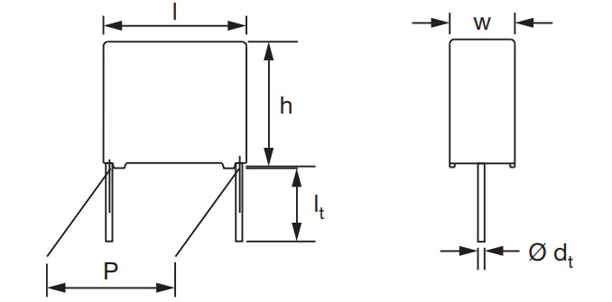 Mechanical Drawing - Vishay / BC Components F339X2 EMI Suppression Film Capacitors
