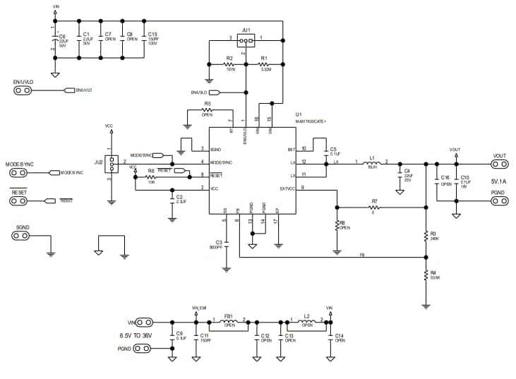 Schematic - Analog Devices / Maxim Integrated MAX17630x5EVKIT Evaluation Kits