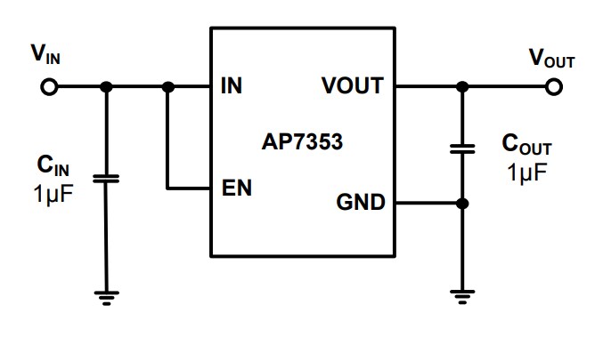 Application Circuit Diagram - Diodes Incorporated AP7353 Low Noise Low Dropout Regulators
