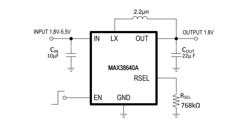 Application Circuit Diagram - Analog Devices / Maxim Integrated MAX3864xA/B Buck Converters