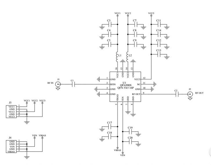 Schematic - Qorvo QPA9903EVB01 1805–1880MHz Evaluation Board