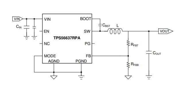 Schematic - Texas Instruments TPS56637 6A Synchronous Buck Converters