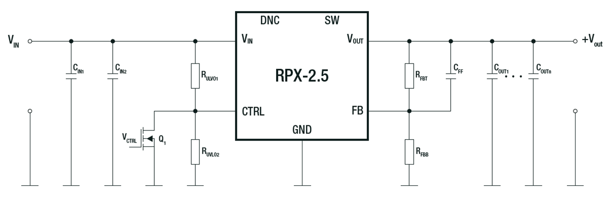 Application Circuit Diagram - RECOM Power RPX-2.5 2.5A DC/DC Converters