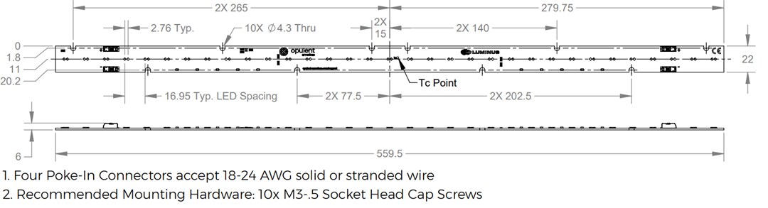 Mechanical Drawing - New Energy Dim-To-Warm Linear LED Module