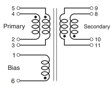 Schematic - Coilcraft PoE60C/PoE60D Miniature Flyback Transformers