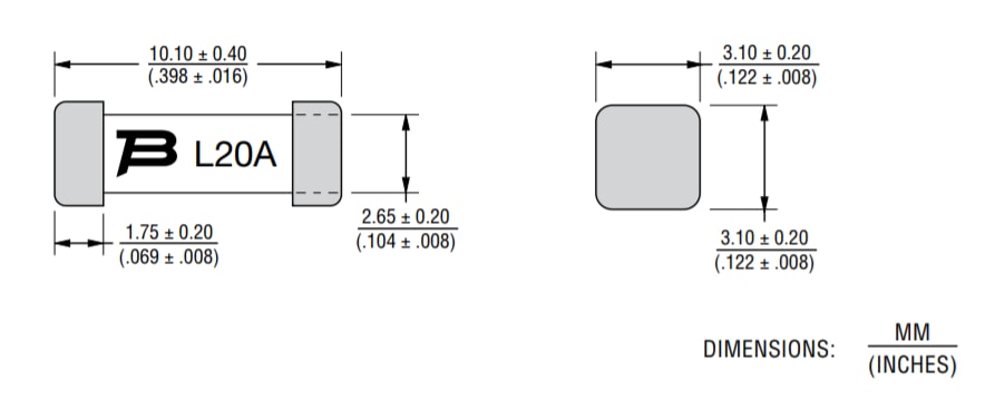 Chart - Bourns SF-3812FG-T Fast Acting & Low Voltage SMD Fuses