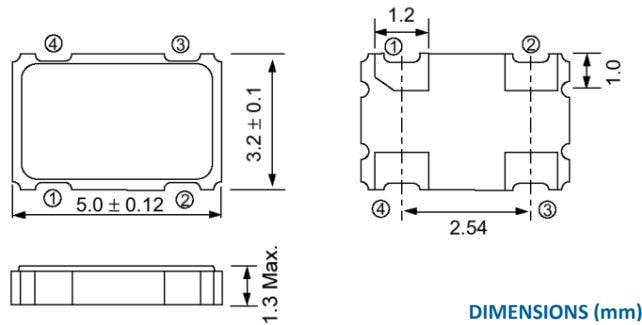 Mechanical Drawing - ECS ECS-5032MV SMD MultiVolt™ Crystal Oscillators