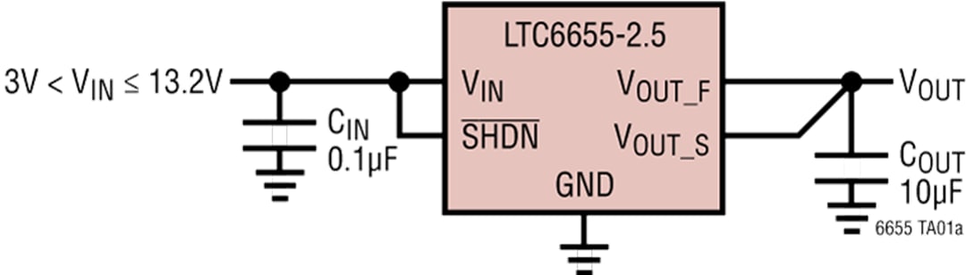 Application Circuit Diagram - Analog Devices Inc. LTC6655 Precision Bandgap Voltage References