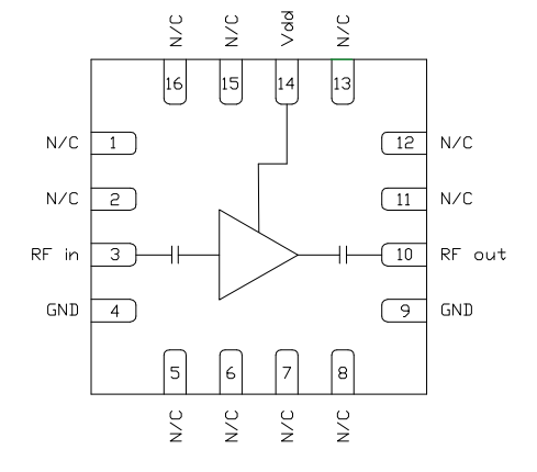 Block Diagram - Qorvo CMD264P3 6GHz to 18GHz Low Noise Amplifier