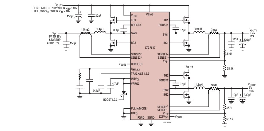 Analog Devices Inc. LTC7817 Triple Output Buck/Buck/Boost Controllers