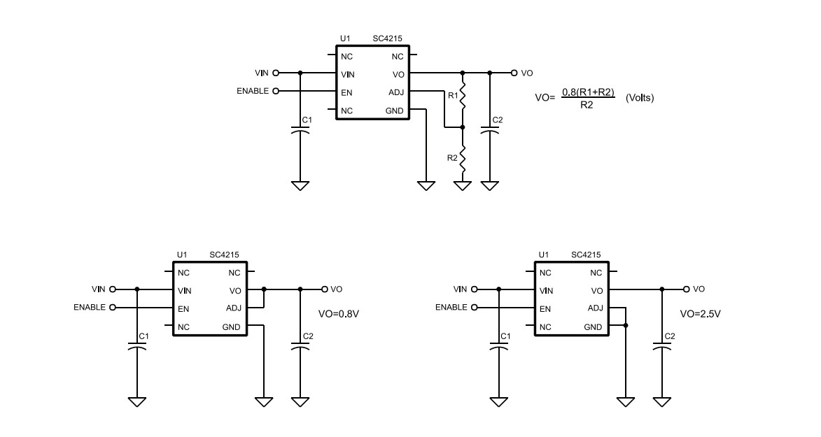 Application Circuit Diagram - Semtech SC42 Low Input & Dropout Regulators