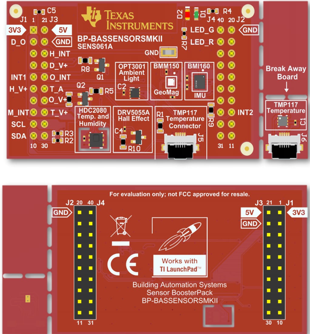 Mechanical Drawing - Texas Instruments BP-BASSENSORSMKII BoosterPack Plug-in Module