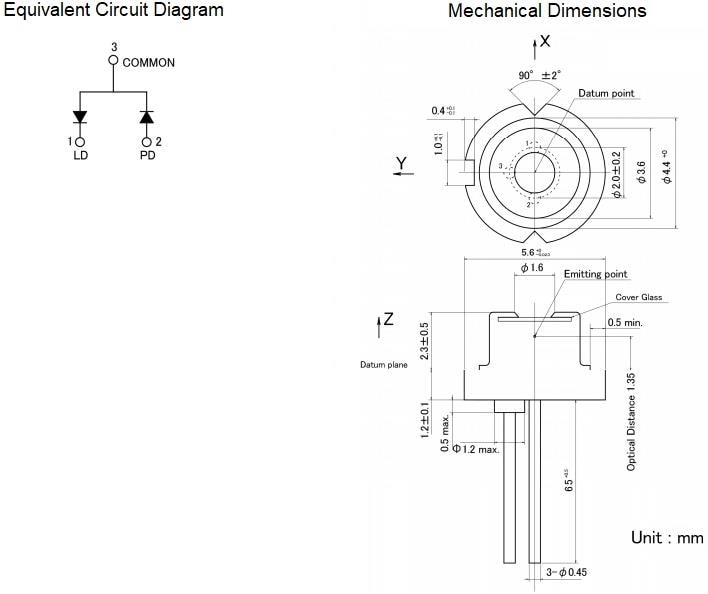 Mechanical Drawing - ROHM Semiconductor Infrared Laser Diodes