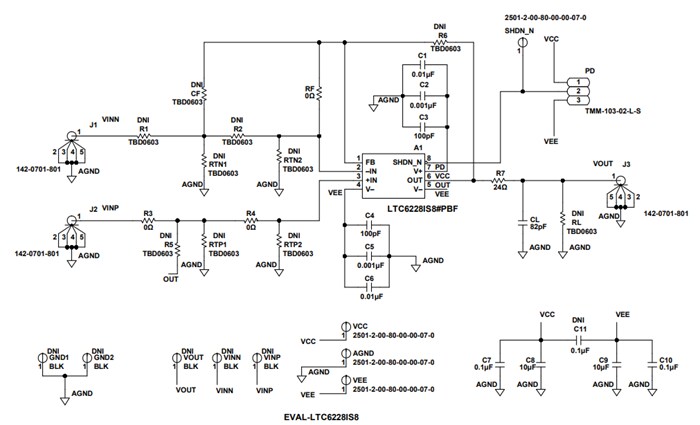 Schematic - Analog Devices Inc. EVAL-LTC6228IS8 Evaluation Board