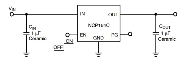 Application Circuit Diagram - onsemi NCP164 LDO Regulators