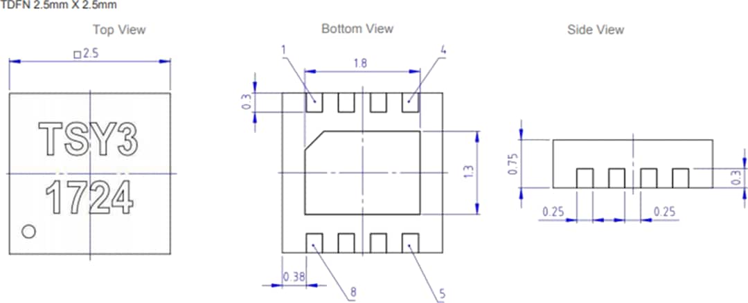 Mechanical Drawing - TE Connectivity / Measurement Specialties TSYS03 Digital Temperature Sensors
