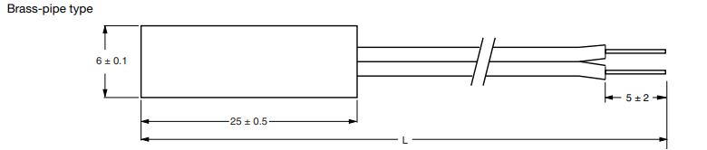 Mechanical Drawing - Vishay / BC Components NTCAPIPE3C90105 Long Lead NTC Thermistor Sensors