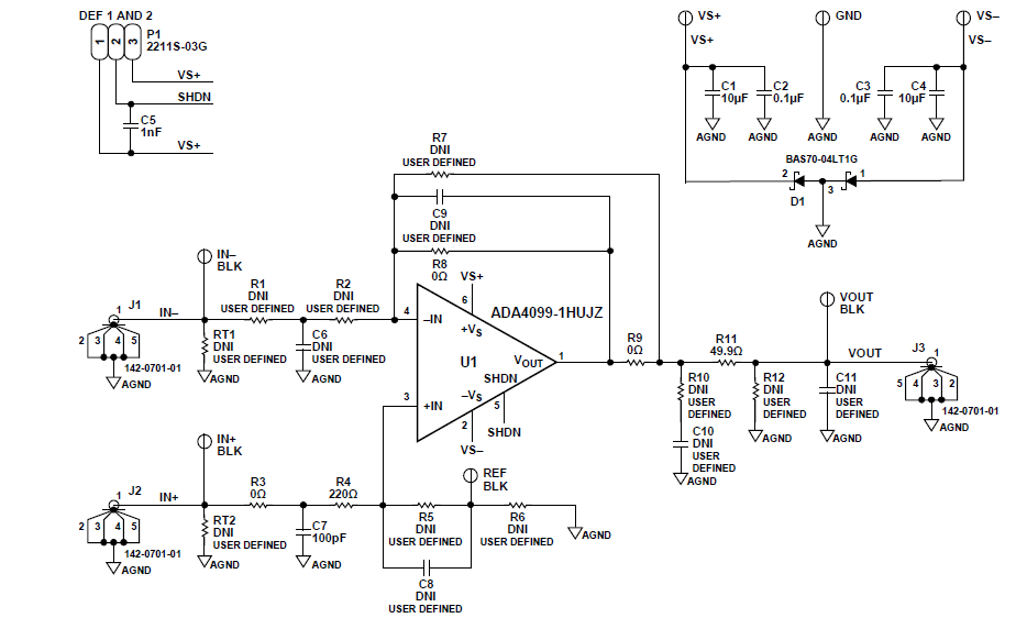 Schematic - Analog Devices Inc. EVAL-ADA4099-1 Evaluation Board