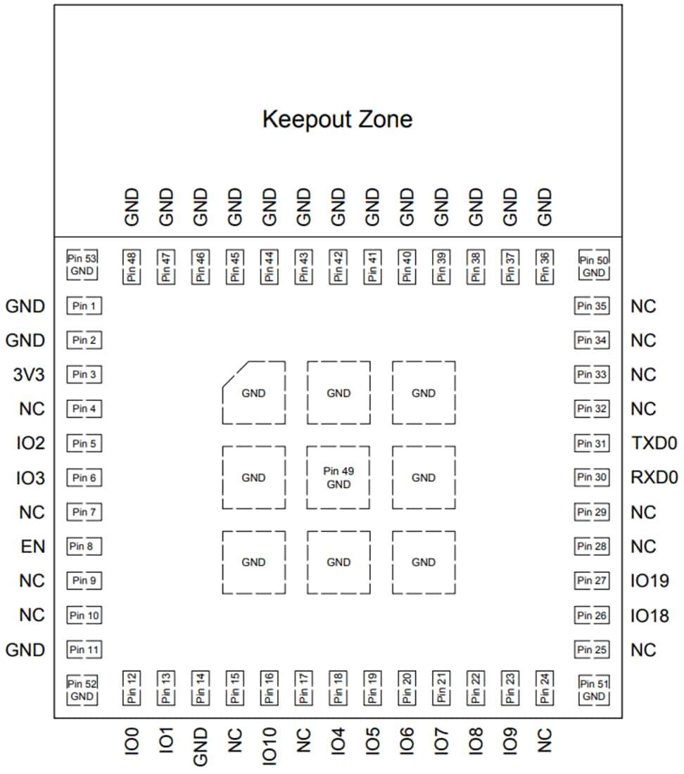 Mechanical Drawing - DFRobot ESP32-C3-MINI-1-N4 Module with PCB Antenna