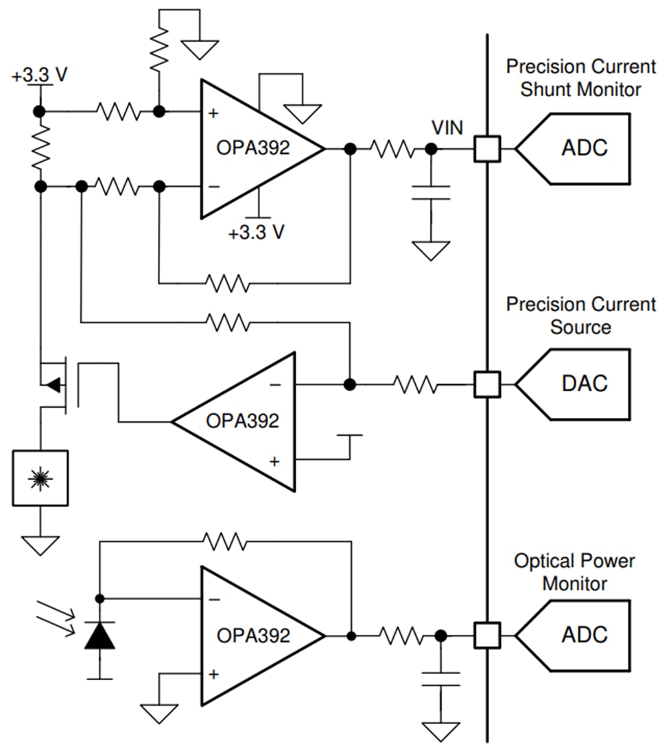 Application Circuit Diagram - Texas Instruments OPAx392 e-trim™ Operational Amplifiers