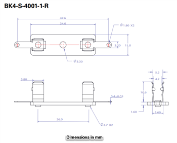 Mechanical Drawing - Eaton Electronics S-4000 Series Fuse Holders