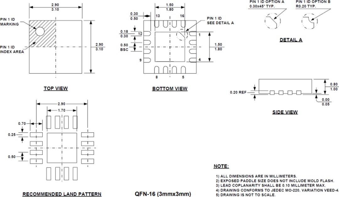 Mechanical Drawing - Monolithic Power Systems (MPS) MagAlpha™ MA800 8-Bit Contactless Angle Sensor