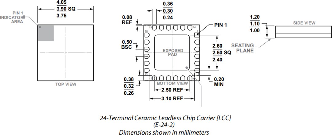 Mechanical Drawing - Analog Devices Inc. ADF5709 Wideband MMIC VCO