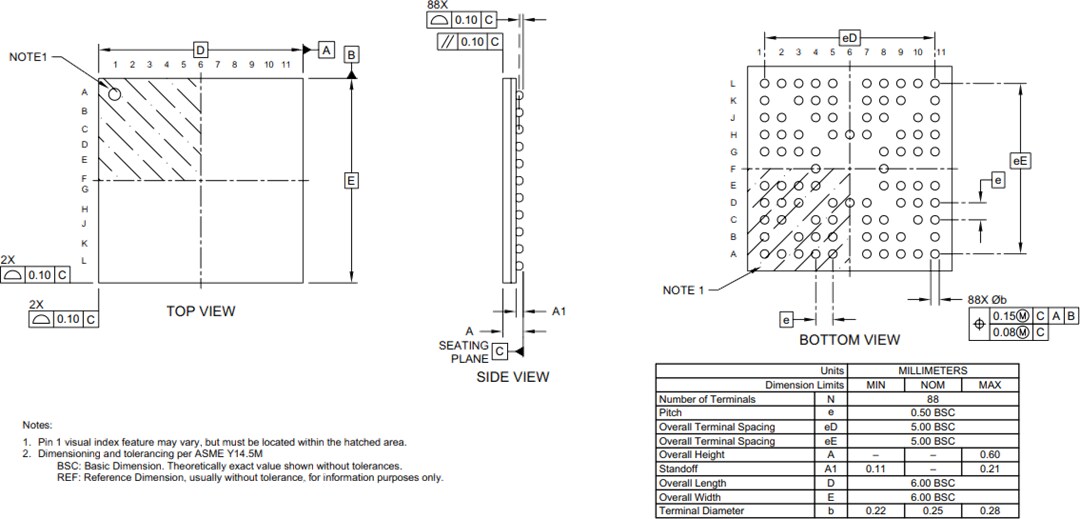 Mechanical Drawing - Microchip Technology ATMXT448UD maXTouch® Touchscreen Controller