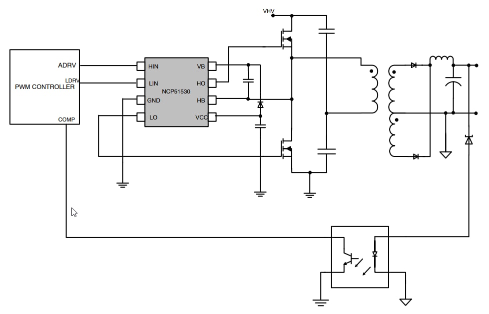 Block Diagram - onsemi NCP51100A Low-Side Gate Driver