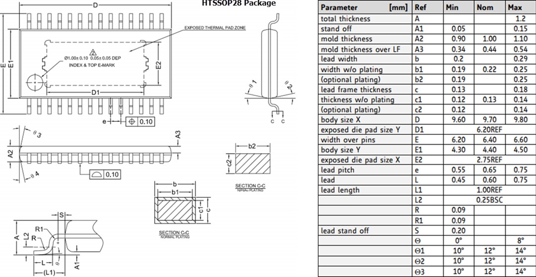 Mechanical Drawing - Analog Devices / Maxim Integrated TMC2225 Stepper Driver