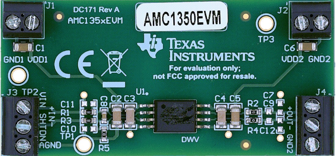 Mechanical Drawing - Texas Instruments AMC1350EVM/AMC1351EVM Evaluation Modules