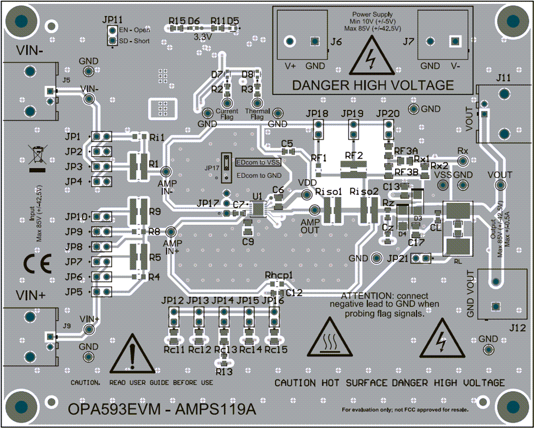 Mechanical Drawing - Texas Instruments OPA593EVM Op Amp Evaluation Module (EVM)
