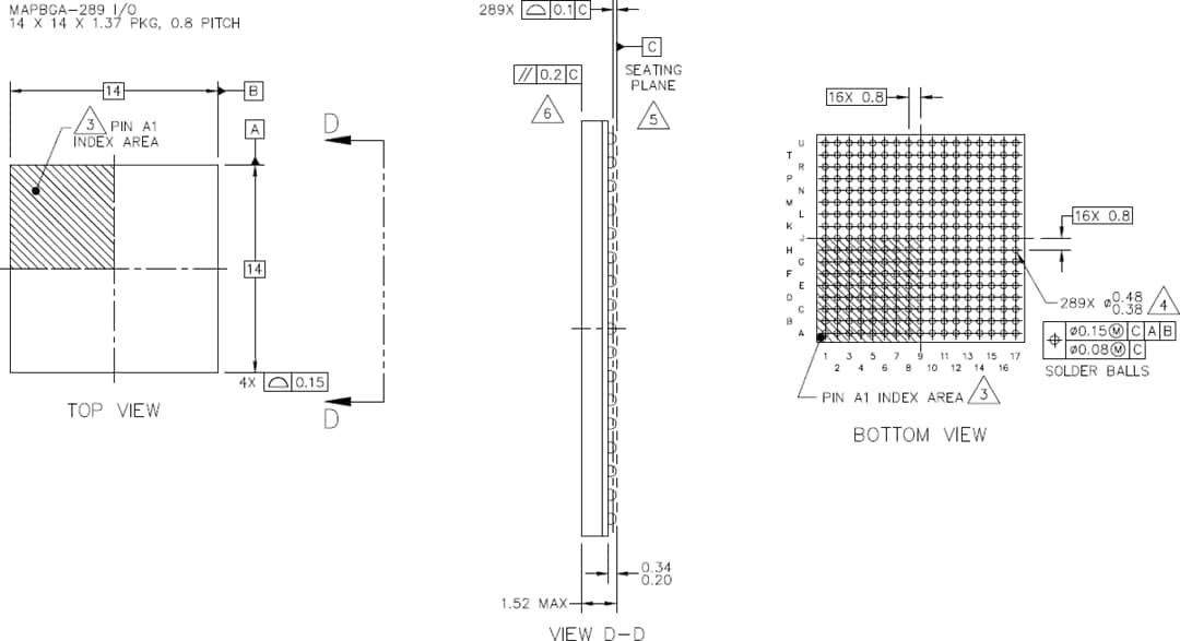 Mechanical Drawing - NXP Semiconductors i.MX RT117H Crossover Microcontroller