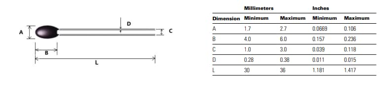 Eaton Electronics NRBE Epoxy-Sealed Radial Lead NTC Thermistors