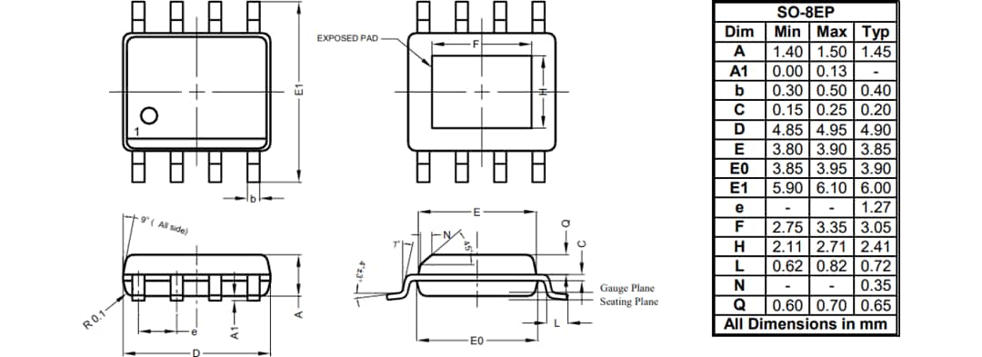 Mechanical Drawing - Diodes Incorporated AP7375Q Automotive Ultra-Low Drop-Out Regulators