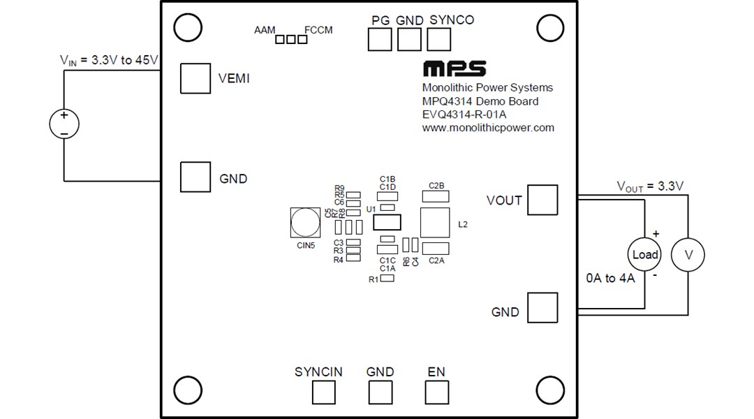 Mechanical Drawing - Monolithic Power Systems (MPS) EVQ4314-R-01A Evaluation Board
