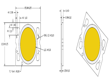Mechanical Drawing - Luminus Devices CCT Tunable LED COBs