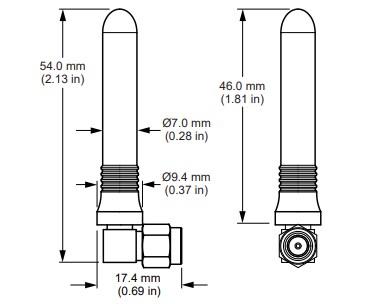 Mechanical Drawing - TE Connectivity / Linx Technologies ANT-W63-CW-RCS WiFi® 6/6E/7 Antennas